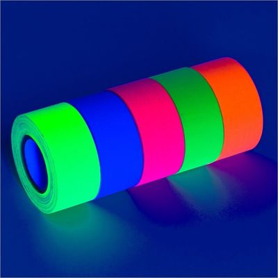 China Fita de advertência da fita fluorescente de néon luminosa leve preta UV de pano de algodão da fita adesiva para o partido fornecedor