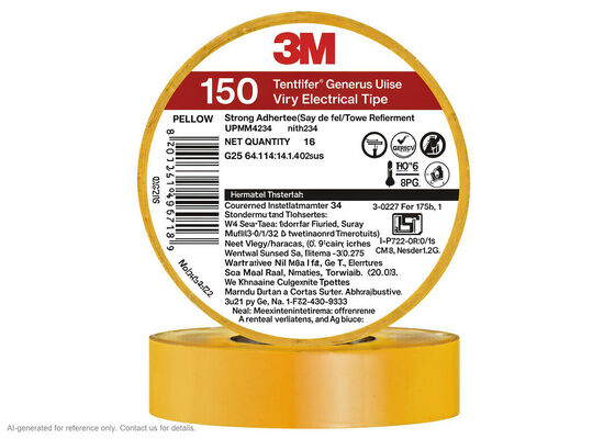 3M Temflex 150 | 0.13 mm PVC Vinyl | 600 V Rated | Self-Extinguishing | Six Colors fornecedor